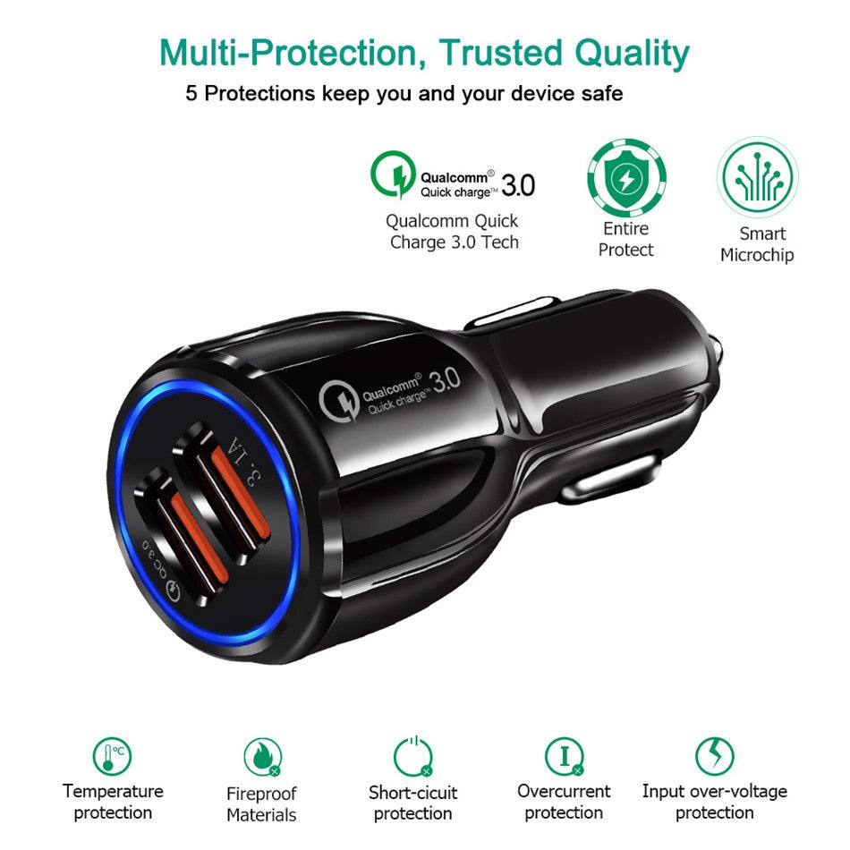 36W Dual USB QC3.0 Car Charger